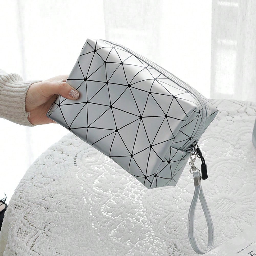 Tech Accessories Travel Organizer Pouch - Geometric Luminous Makeup Bag Aesthetic Toiletry