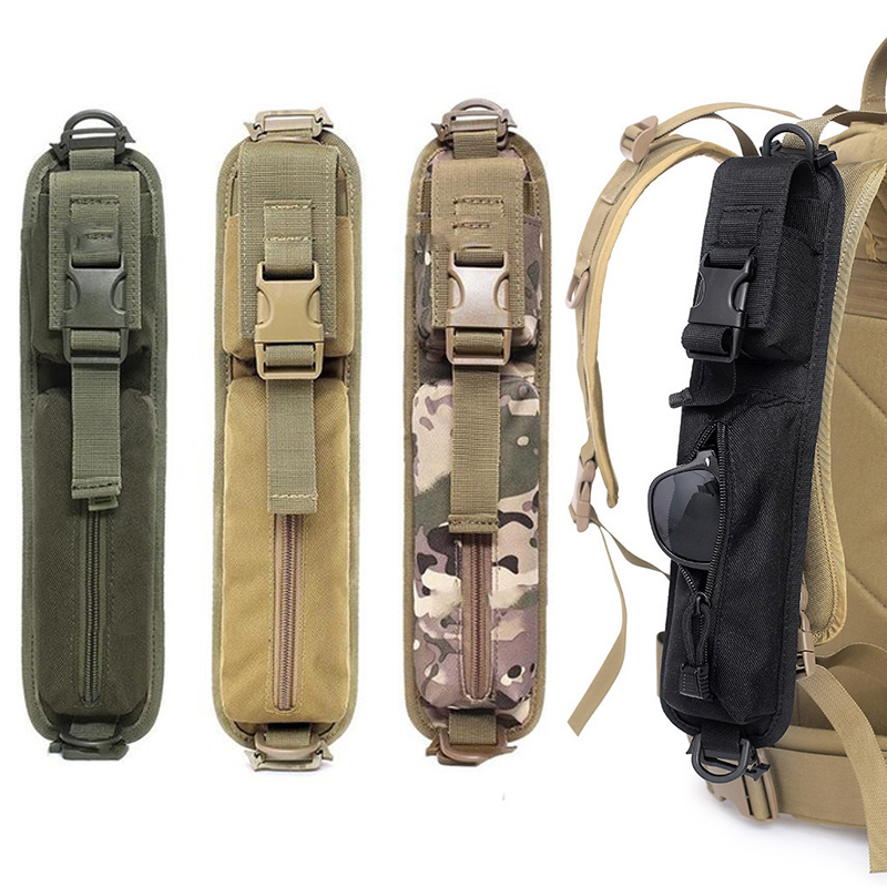 Tech Accessories Pouch - Tactical Backpack Shoulder Strap Sundries Flashlight