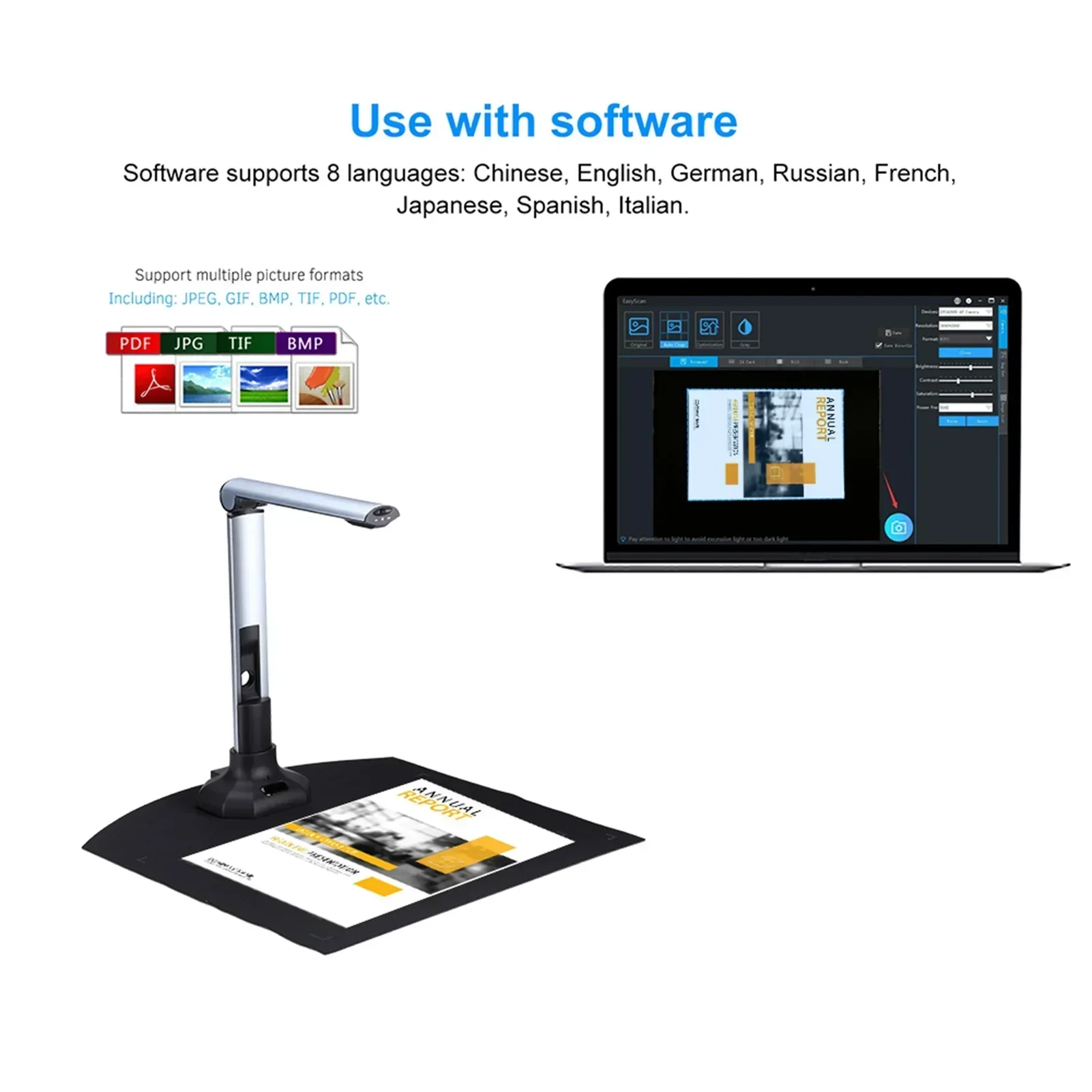 Document Scanner Portable - Passport Camera Scanner Reader Book Document